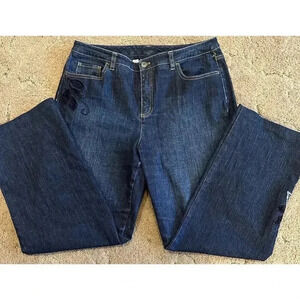 Talbots Stretch Jeans Womens Size 12 Floral Embroidered Boho Med Wash